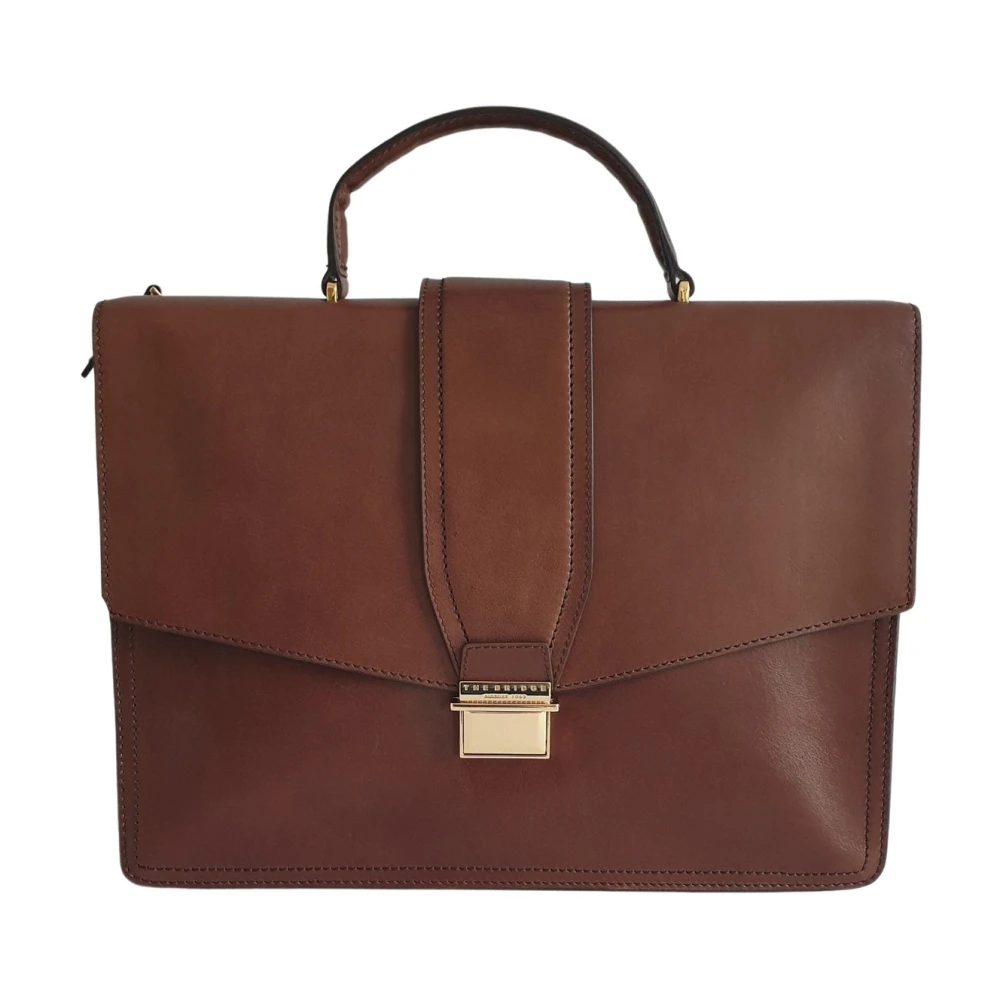 The Bridge Men's Brown Laptop Bags & Cases, One Size, Leather Briefcase With Shoulder Strap