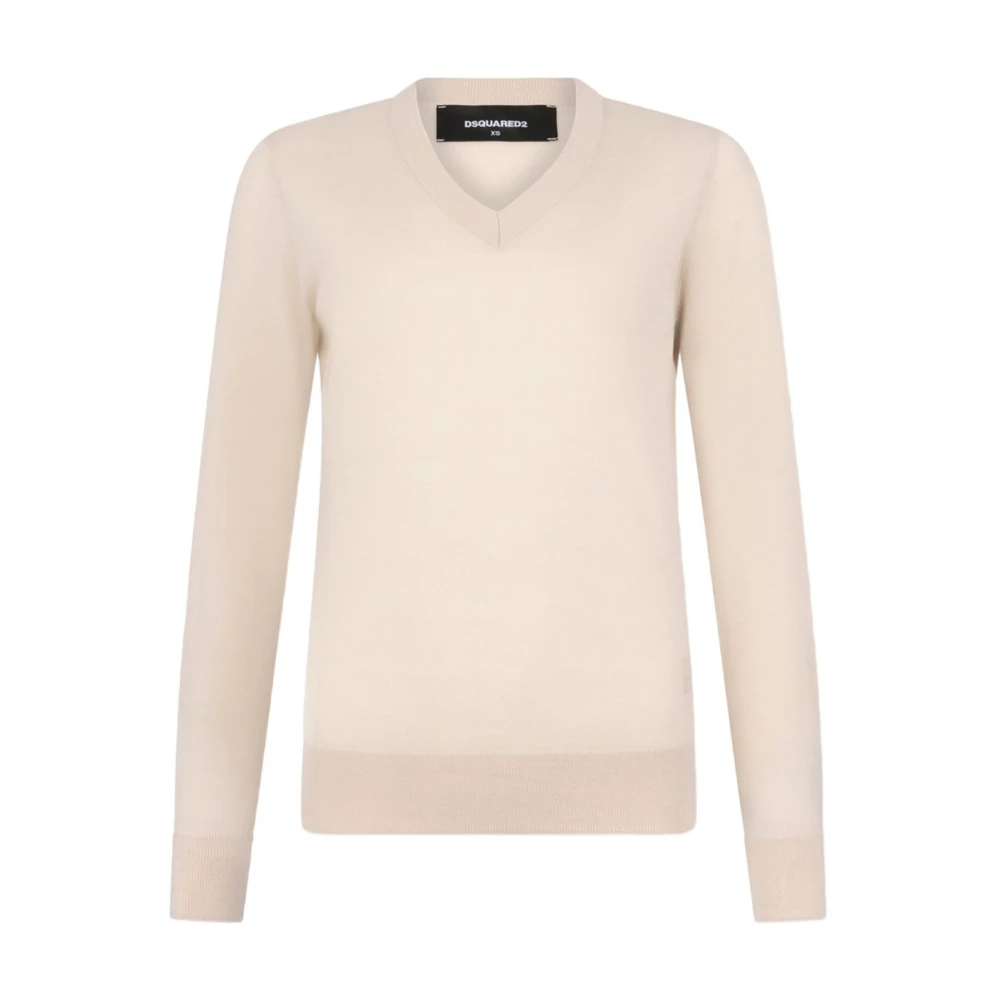 Dsquared2 Beige V-Neck Knitwear, Female, Xs, Jumpers