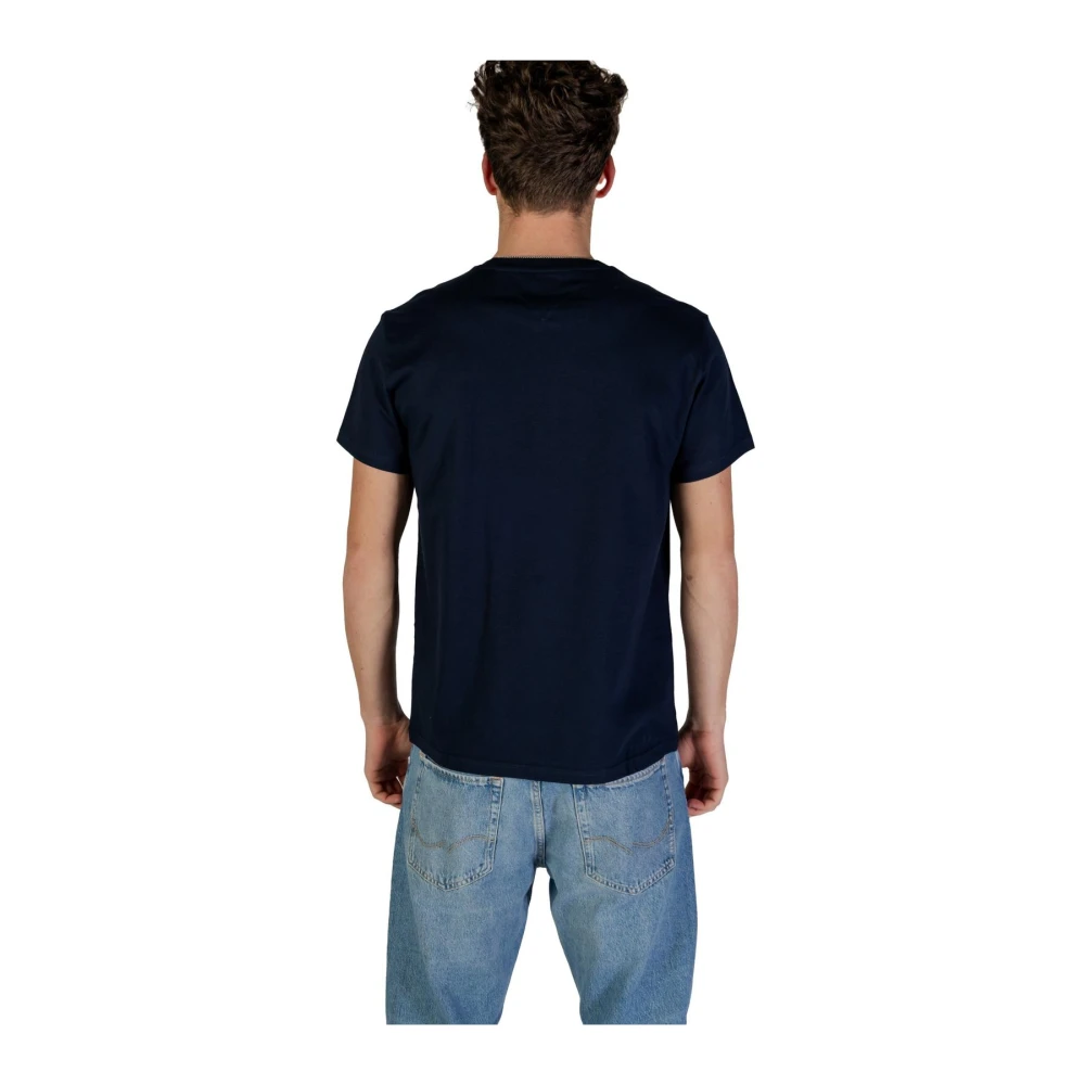 Tommy Jeans Blauw Bedrukt Katoenen T-Shirt met Ronde Hals Blue Heren