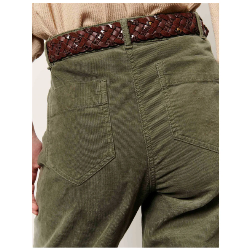 Sessun Crop en wijde pijpen katoenen fluwelen broek Green Dames