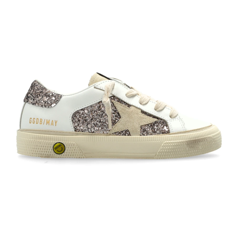 Golden Goose Unisex White/Golden May With Double Quarter Sneakers