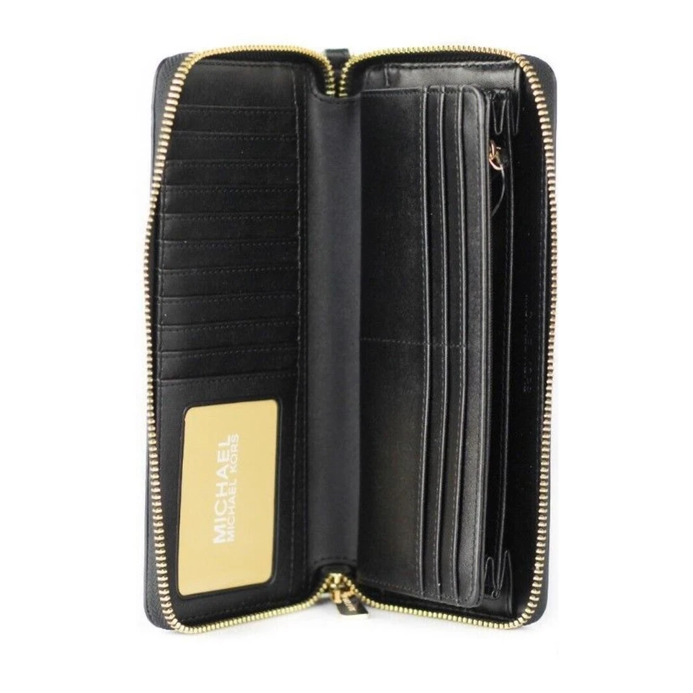 Michael Kors Stijlvolle zwarte pebble lederen pols portemonnee Black Dames