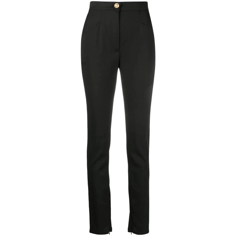 Balmain Zwarte Wol Skinny Broek Black Dames