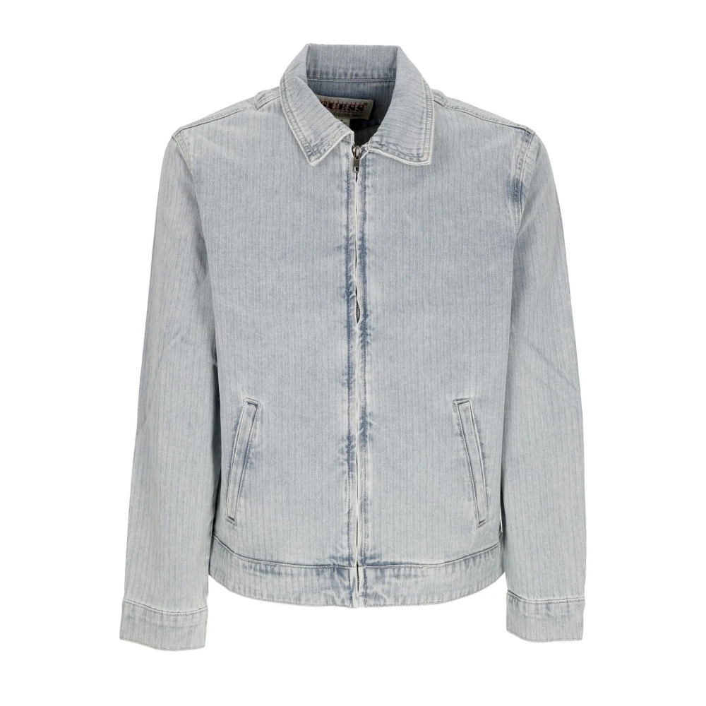 Guess Herringbone Denim Jack Vintage Stijl Blue Heren