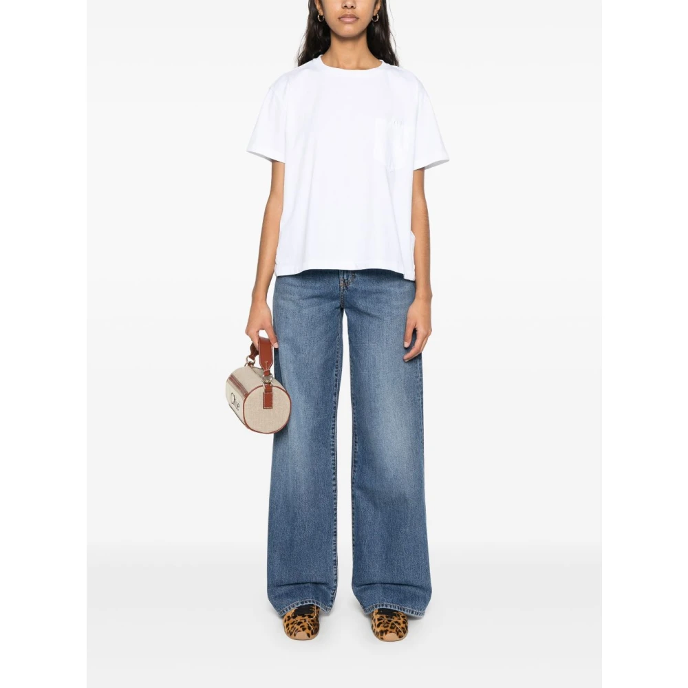 Semicouture Wit Geborduurd Motief Crew Neck T-shirt White Dames