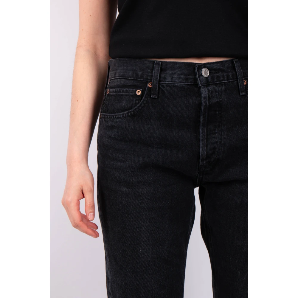 Agolde Zwarte Easy Straight Hitch Jeans Black Dames