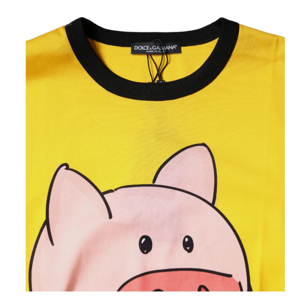 Dolce & Gabbana 2019 Jaar van het Varken Katoenen T-shirt Yellow Heren
