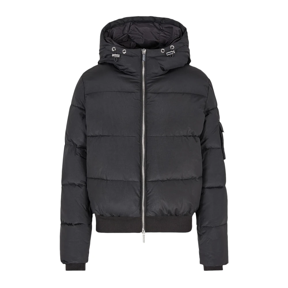 Armani Exchange Gewatteerde capuchon zwarte jas Black Dames