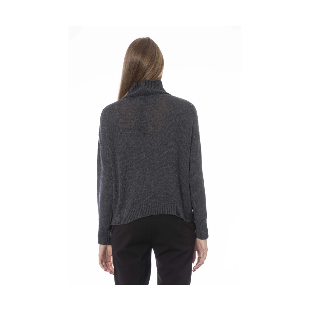 Baldinini Volcano Neck Sweater Gray Dames