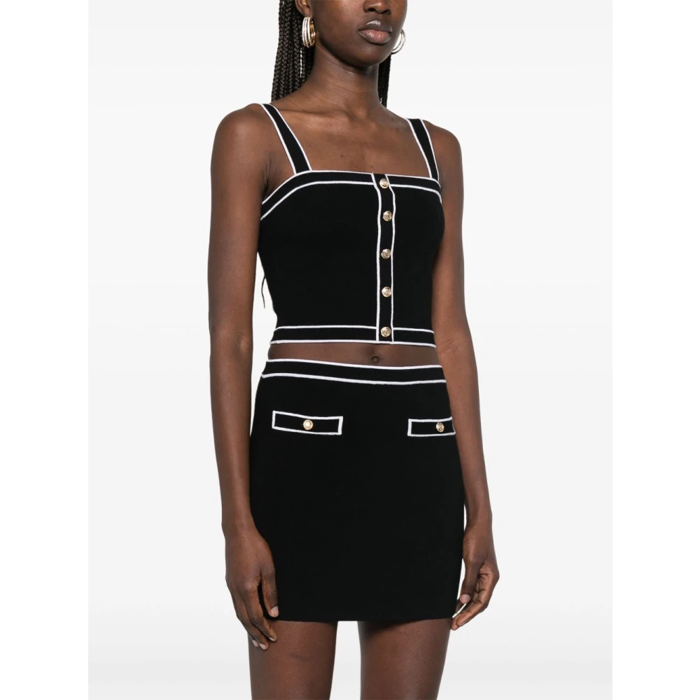 alice + olivia Zwarte Mouwloze Top met Vierkante Hals Black Dames
