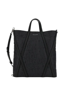 Svart Toteväska med McQueen Graffiti Print