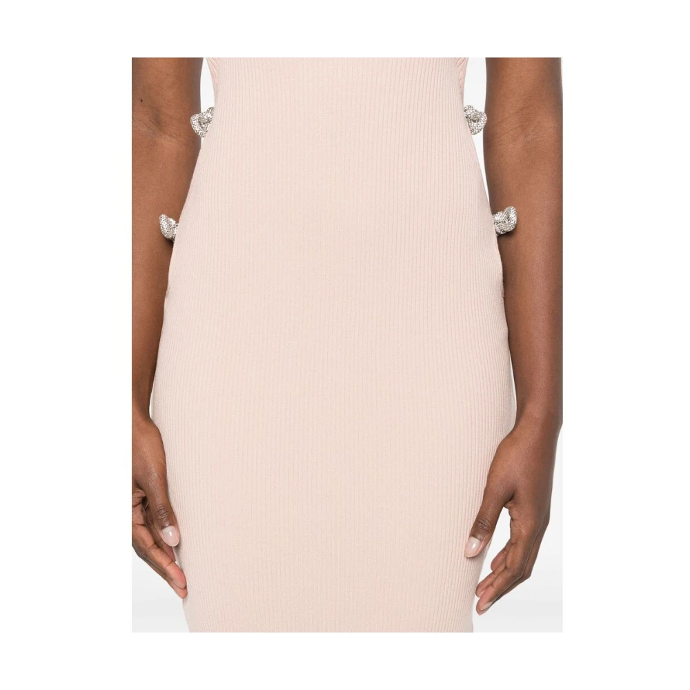 Mach & Mach Beige Cut-Out Crew Neck Jurk Pink Dames