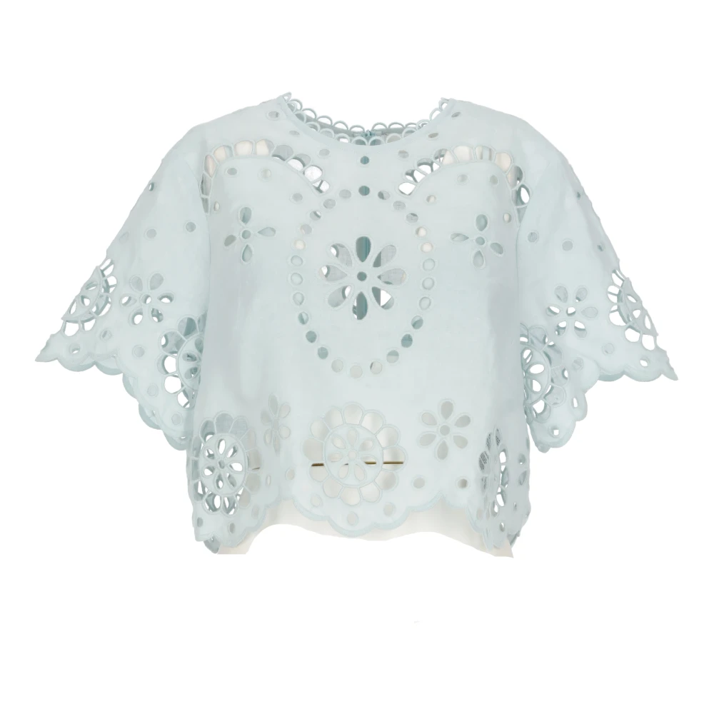 Zimmermann Women's Blue Blouses, M, Linen T-Shirt