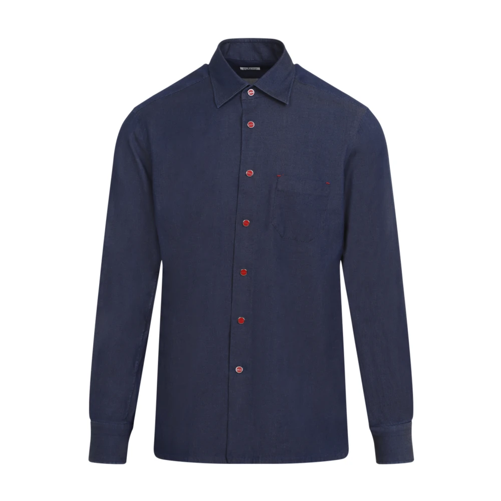 Kiton Blauw Stijlvol Herenshirt Blue Heren