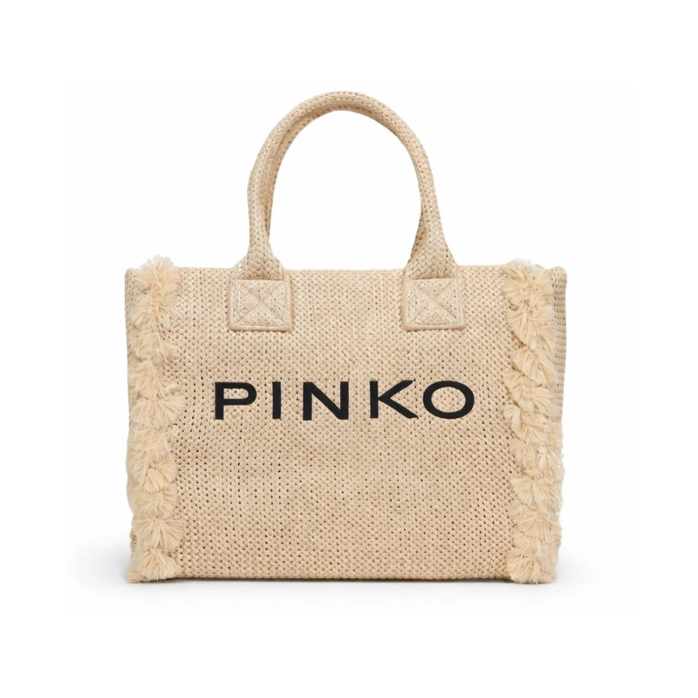 Pinko Mujer Beige - Bolso Tote Con Efecto Rafia - Bags - One Size
