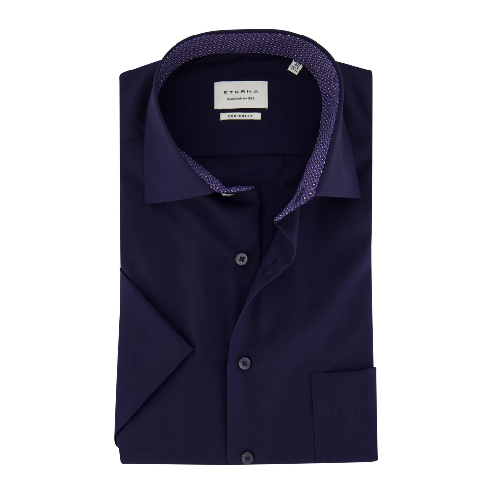 Eterna Donkerblauw korte mouw zakelijk overhemd Blue Heren