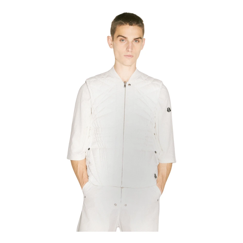 Moncler Quiltad Flight Vest med Logo Patch White, Herr