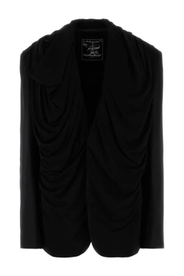 Svart Stretch Twill Oversize Blazer