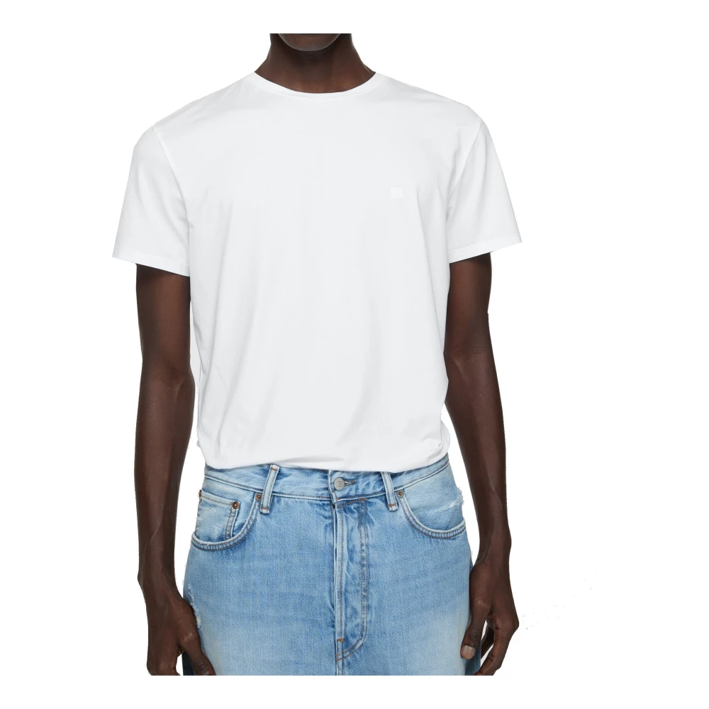 Acne Studios Face Logo T-shirt Korte Mouw Heren White Heren