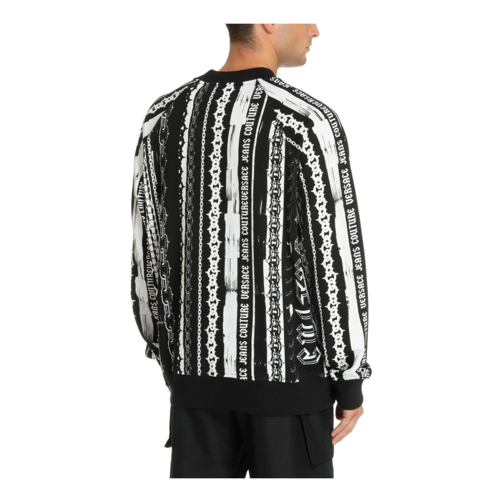 Versace Jeans Couture Abstracte Strepen Logo Sweatshirt Black Heren