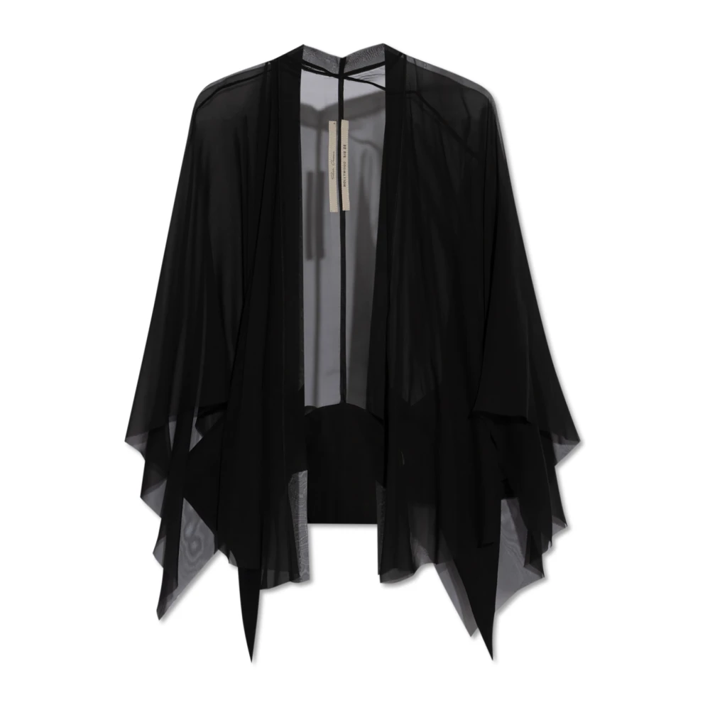 Rick Owens Zwarte Zijden Chiffon V-hals Jas Black Dames