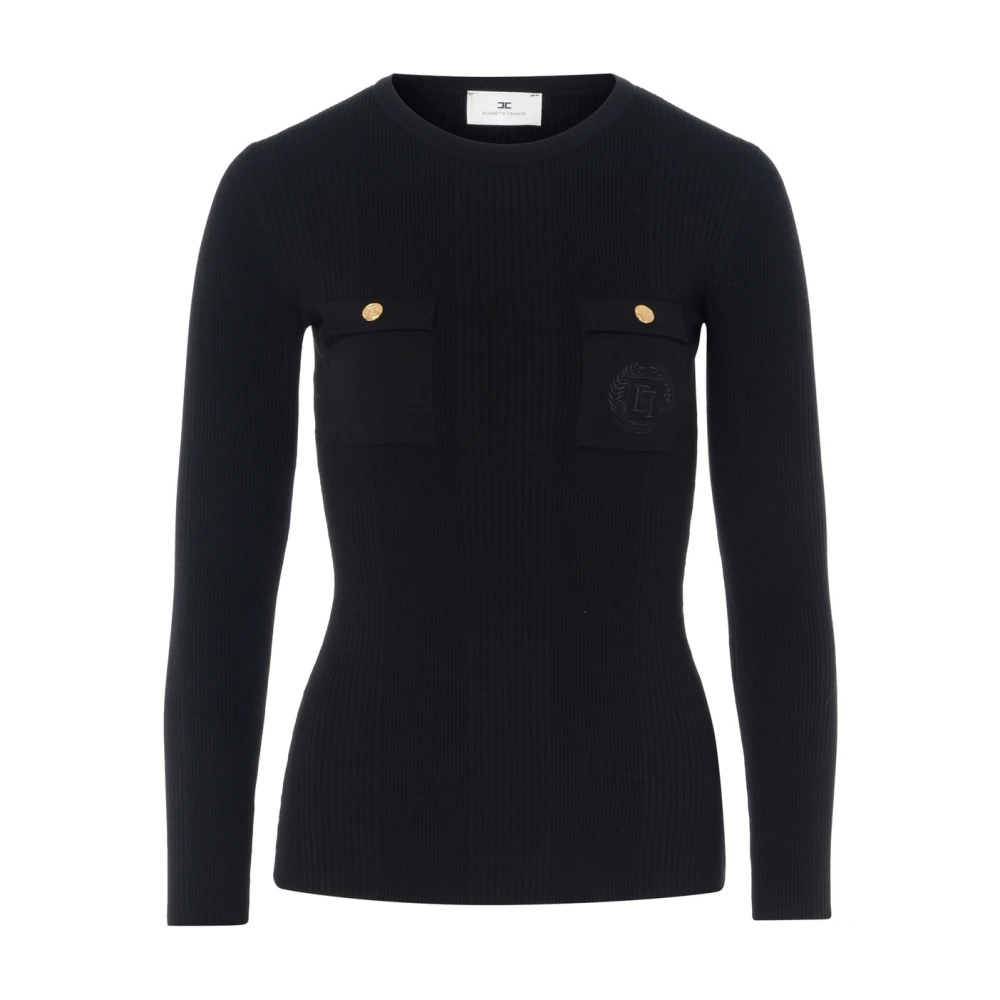 Elisabetta Franchi Gebreide Top Mk10B46E2-110 Black Dames