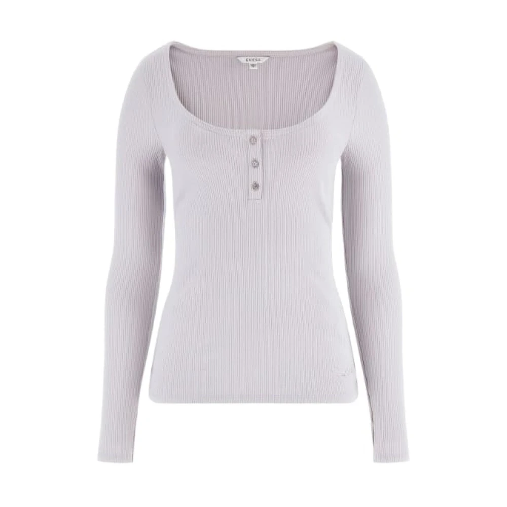 Guess Geribbeld T-shirt met lange mouwen Gray Dames