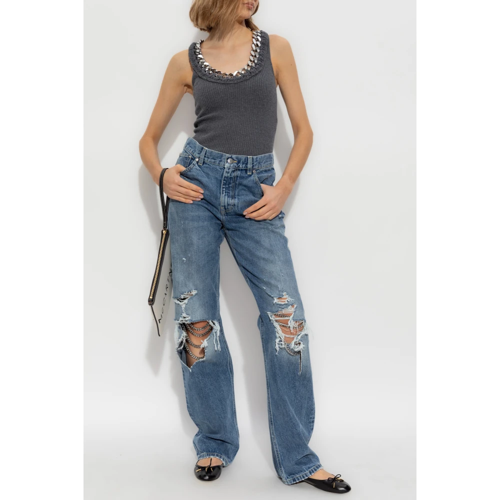 Stella Mccartney Top met decoratieve ketting Gray Dames