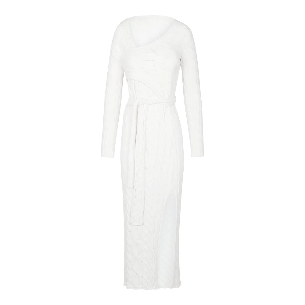 Akep Gebreide jurk met hartdetail White Dames