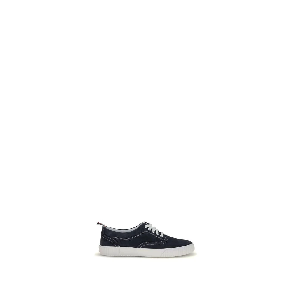 Thom Browne Men's Blue Sneakers, 9 Uk, Leather Trainers With Tri-Color Loops
