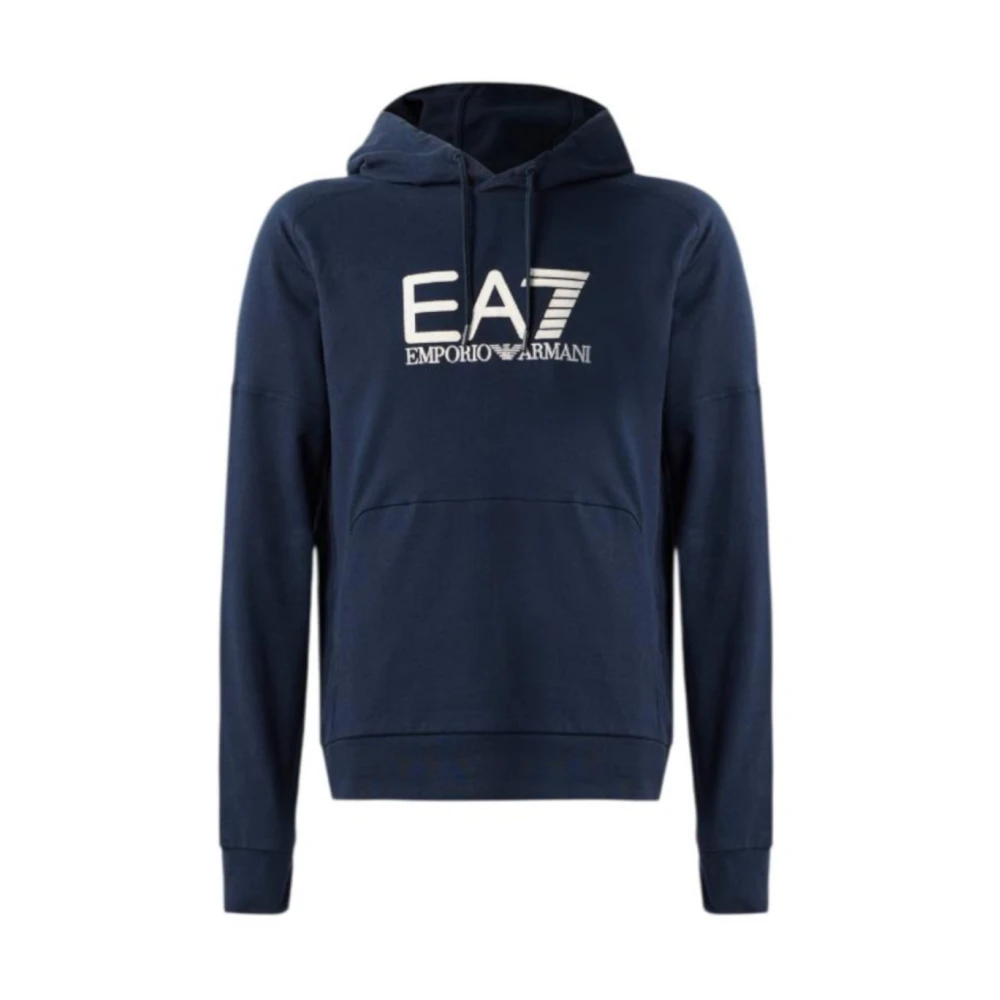 Emporio Armani Ea7 Mannelijk Blue,Green Logo Series Hooded Sweatshirt