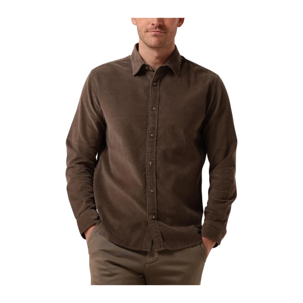 Selected Homme Groen Corduroy Overshirt Brown Heren