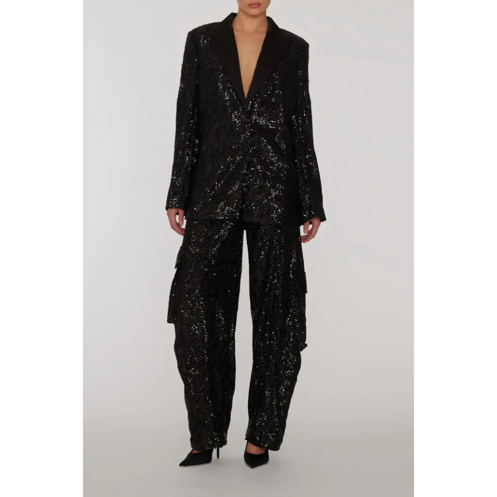 Rotate Birger Christensen Cargo Broek met Pailletten Black Dames