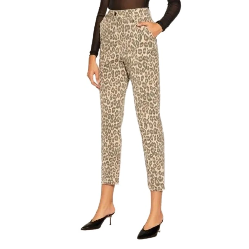 Twinset Leopard Print Straight Jeans Brown Dames