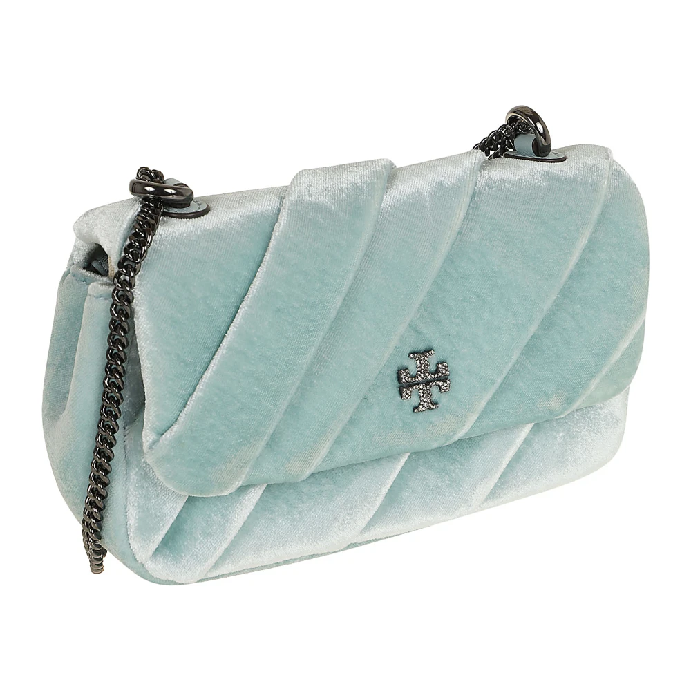 TORY BURCH Velvet Mini Flap Tas Blue Dames