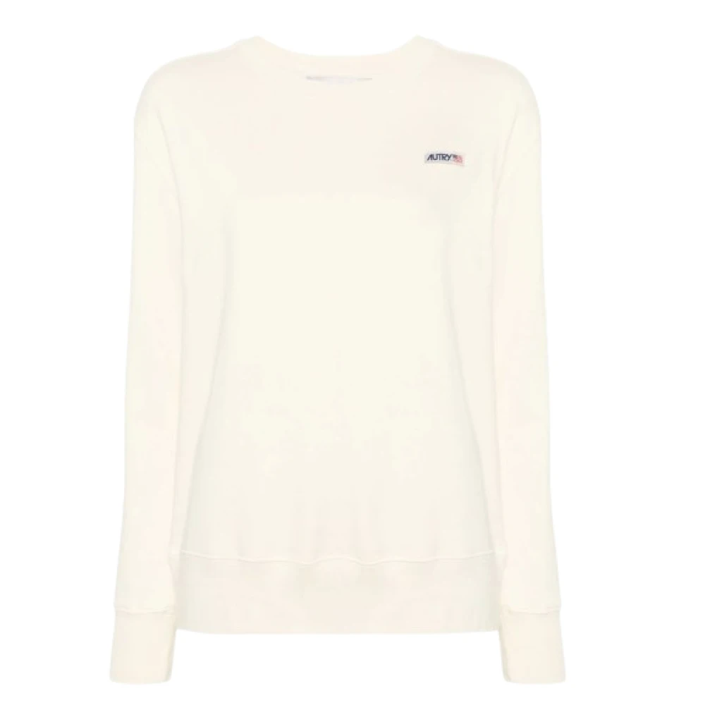 Autry Logo Patch Jersey Sweatshirt Lichtgewicht Crew White Dames