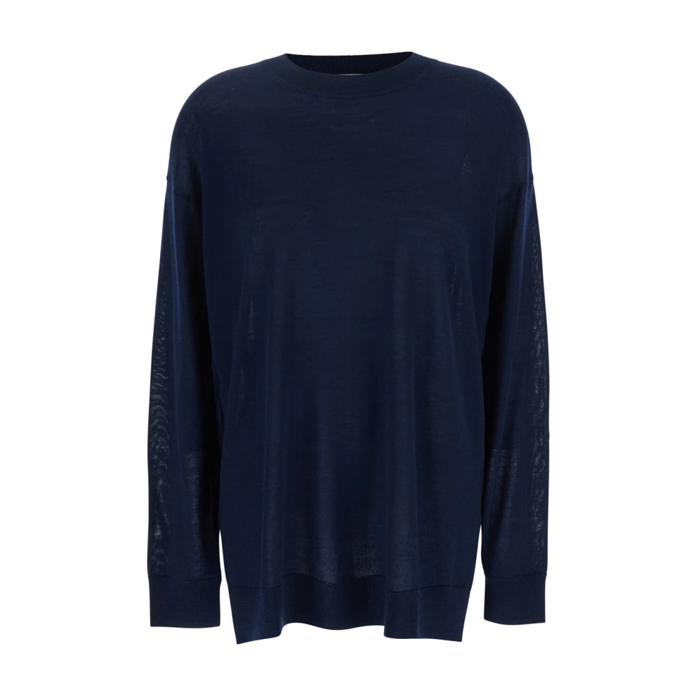 P.a.r.o.s.h. Blauwe Wol Zijde Crewneck Sweater Blue Dames