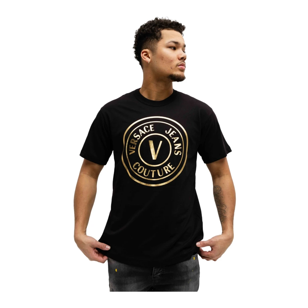 Versace Jeans Couture Multicolor Logo Katoenen T-shirt Black Heren