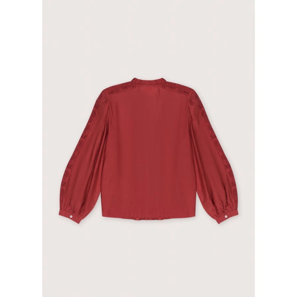 The New Society Geborduurde Zijde-Katoenen Blouse Red Dames