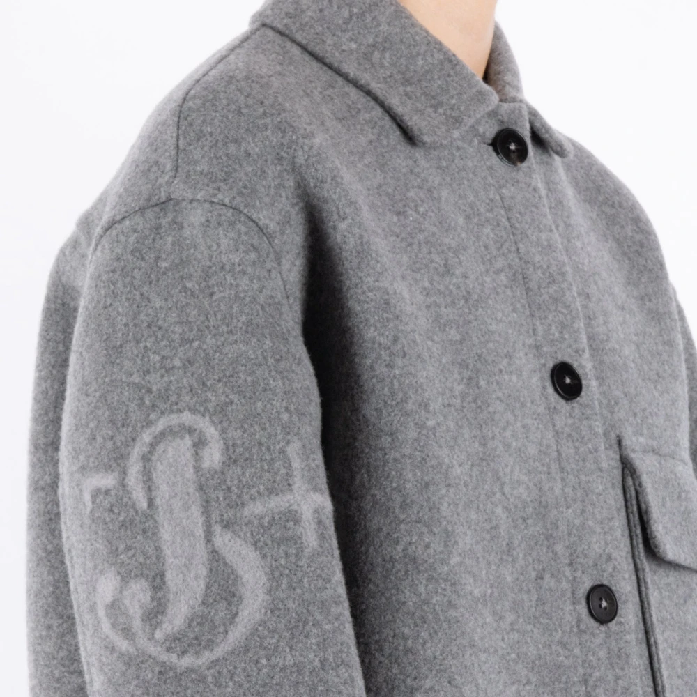 Jil Sander Grijze Wollen Jas Gray Dames