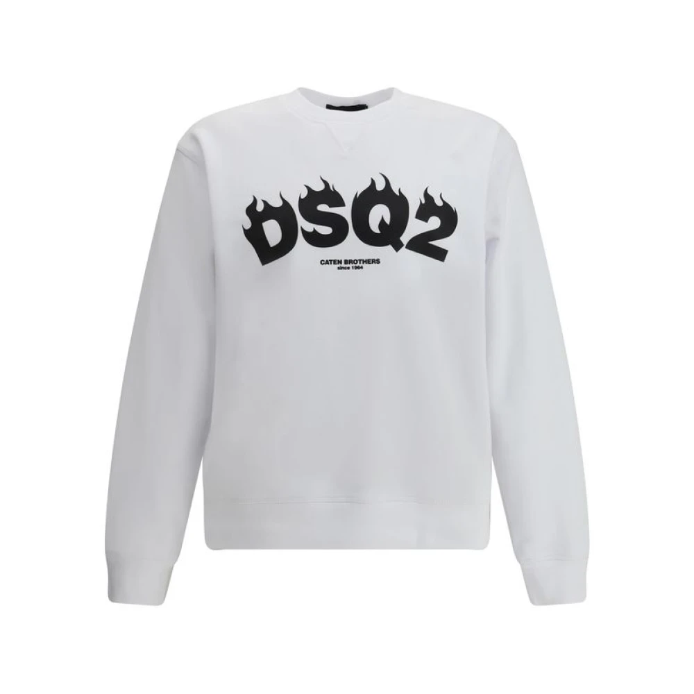 Dsquared2 Men's White Sweatshirts, 2XL, Cool Fit Sweatshirt With Monogram