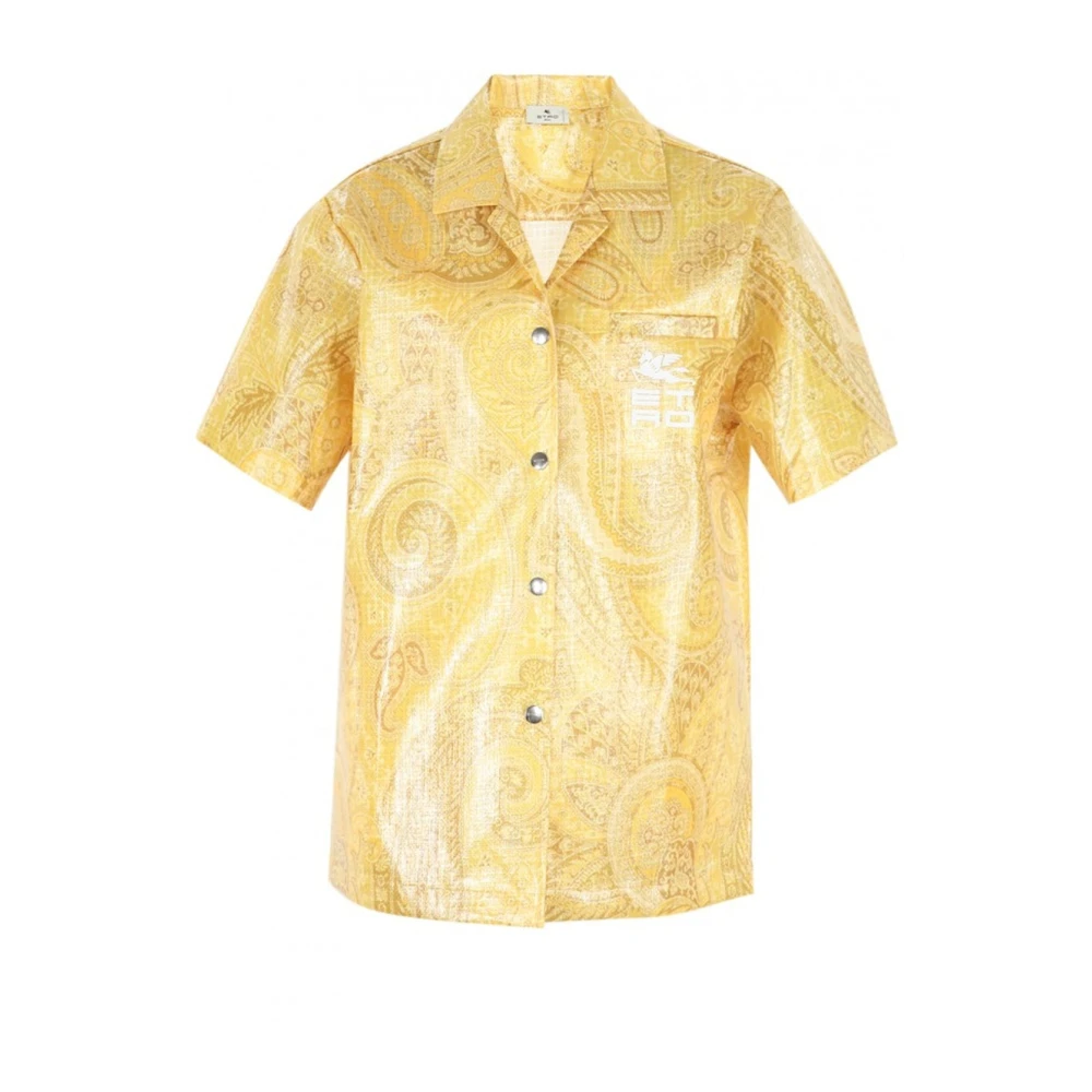 Etro Gul Nylon Skjorta med Logodetalj Yellow, Dam