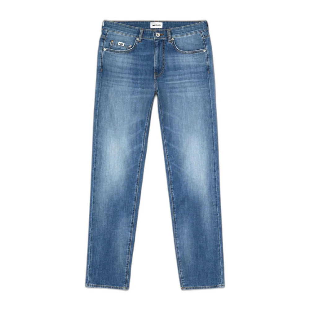GAS Blauwe Rits Knoop Jeans Voor Achter Zakken Blue Heren