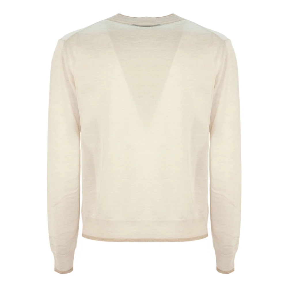Mauro Grifoni Lichte Beige Wollen Trui met Ronde Hals Beige Heren