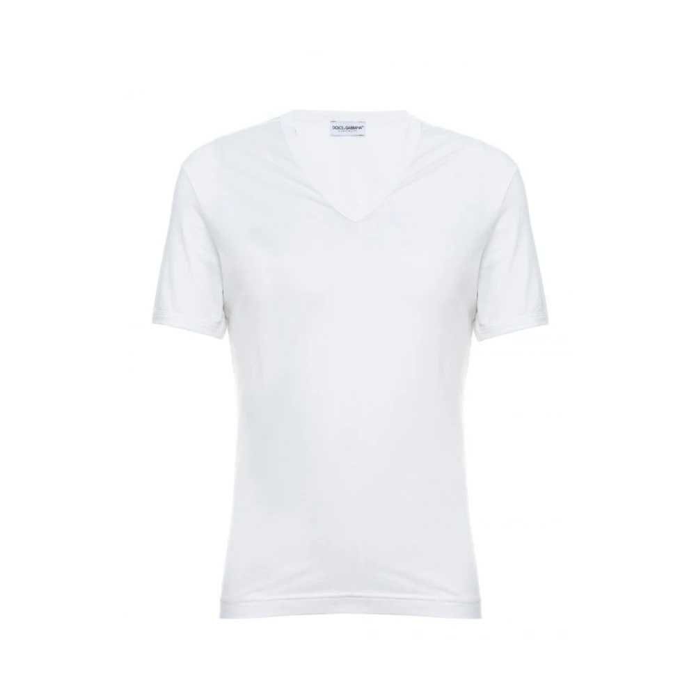 Dolce & Gabbana Diepe V-hals T-shirt White Heren
