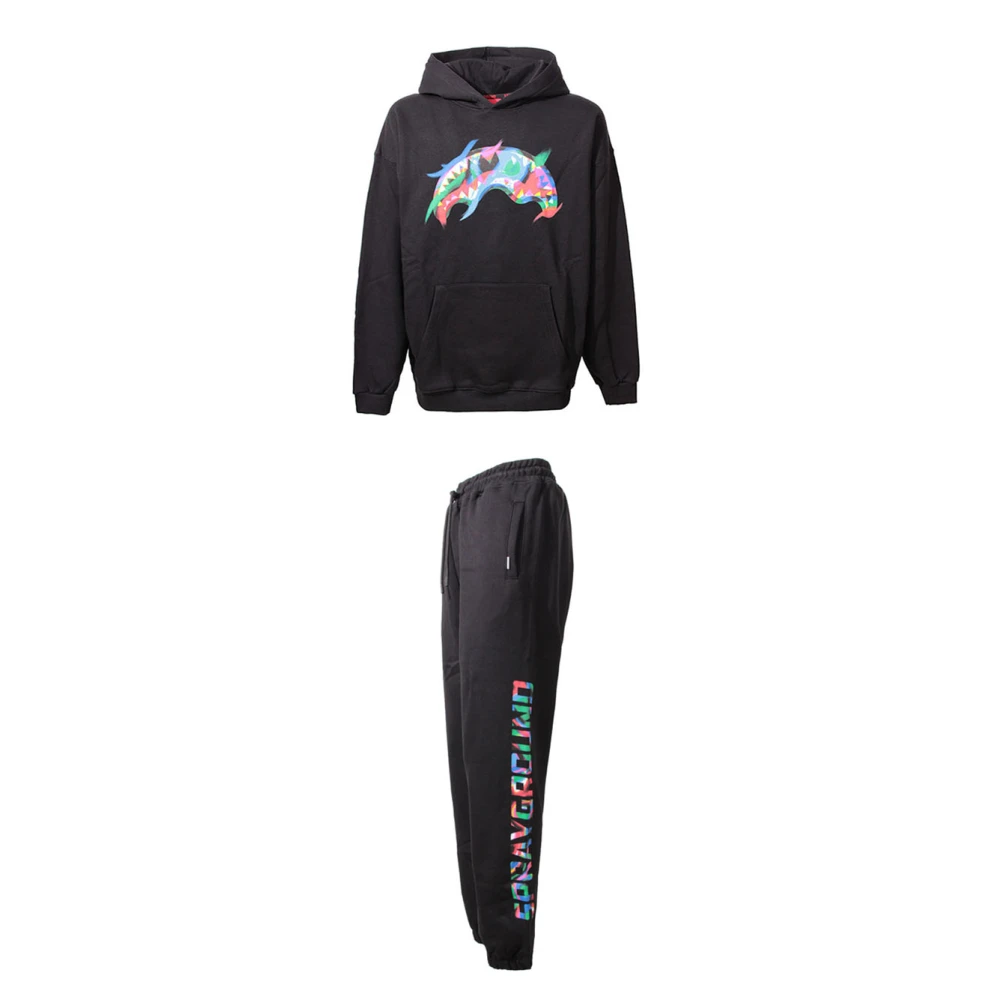 Sprayground Zwarte Hoodie met Logo Black Heren