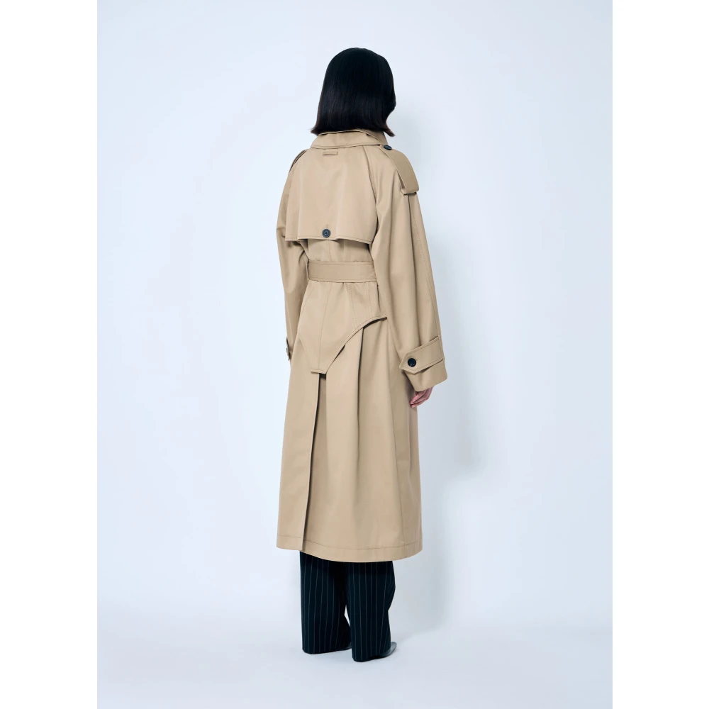 Jean Paul Gaultier Logo Patch Trench Coat Beige Dames