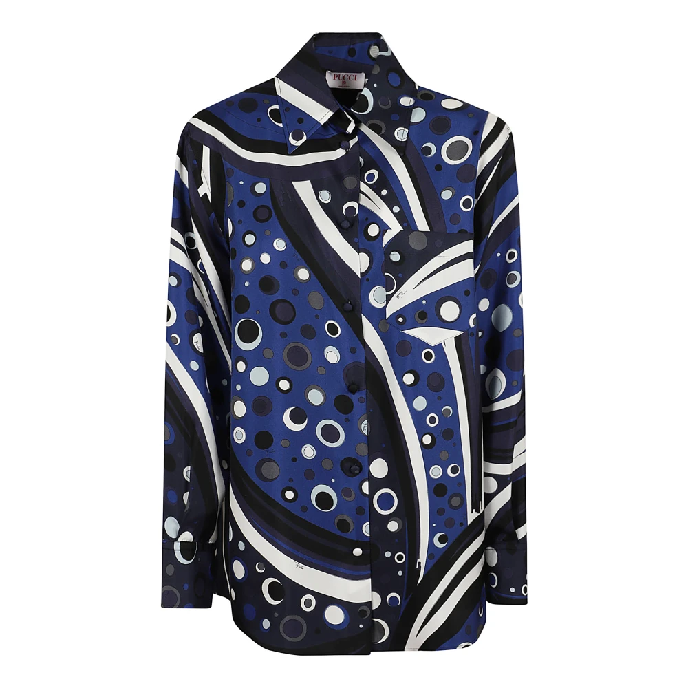 EMILIO PUCCI Blauwe Zijden Overhemd Elegante Stijl Blue Dames