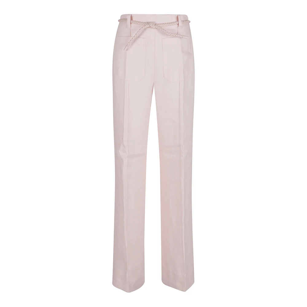 Zimmermann Linnen Flare Broek in Roze Pink Dames