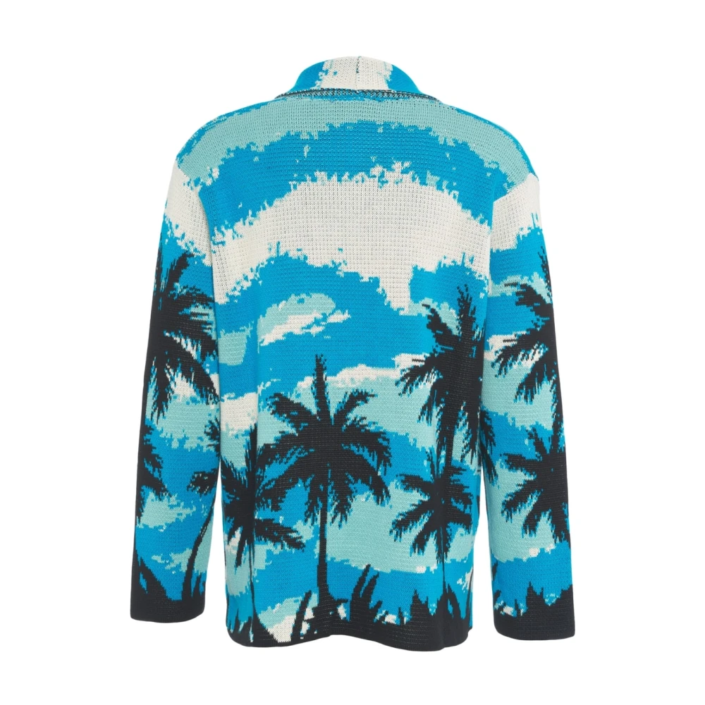 Amaránto Blauwe Gebreide Shawl Kraag Vest Multicolor Heren